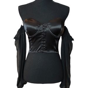 Windsor Black Satin Beauty Cropped Bustier (black S)